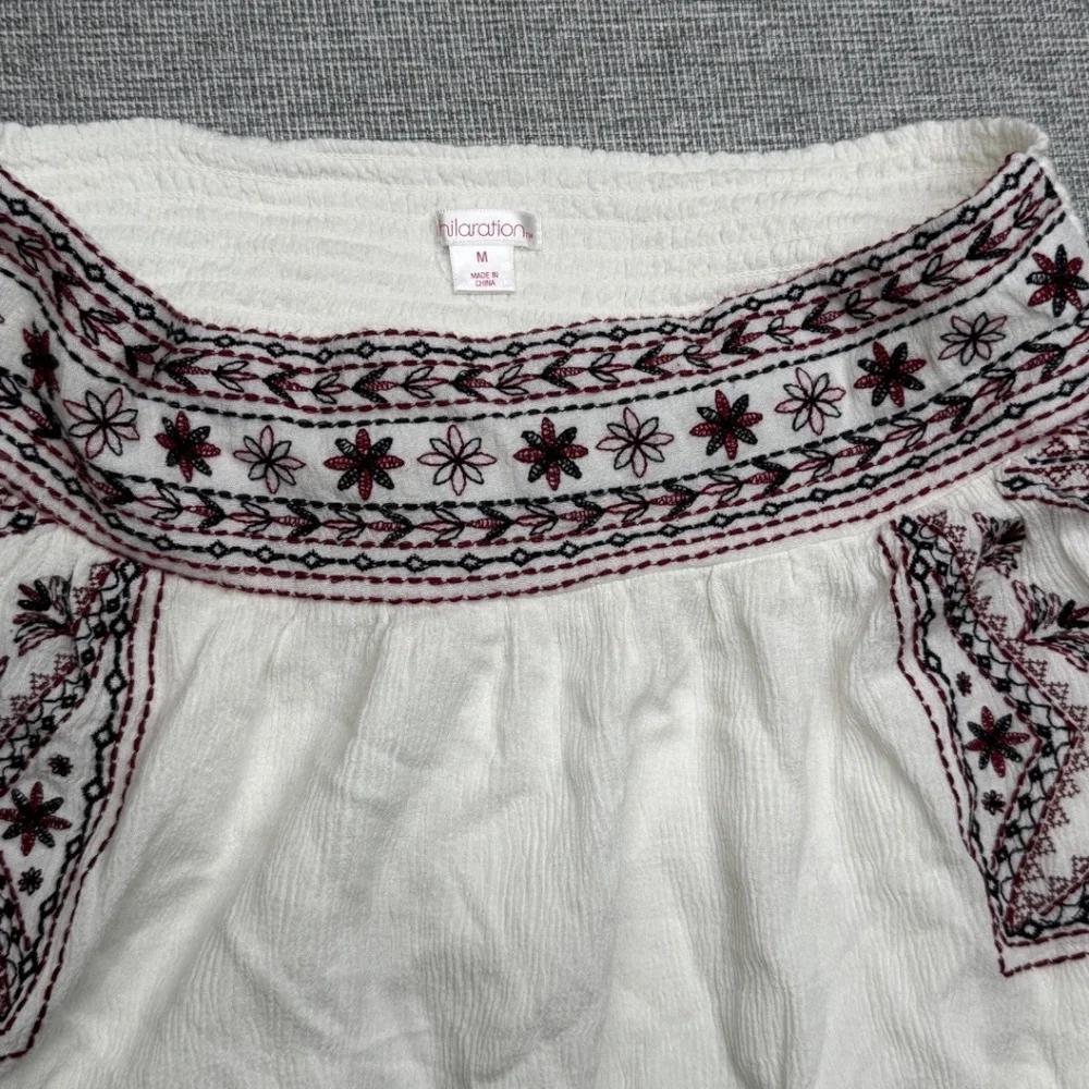 Y2k, Boho-chic,  Xhilaration Sz M Embroidered Boho Mini Skirt Smocked Floral - Picture 5 of 8